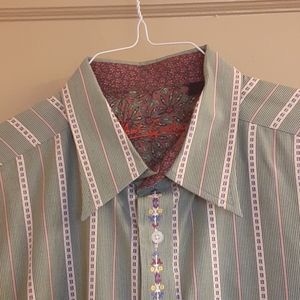 ROBERT GRAHAM MENS STRIPED DRESS SHIRT